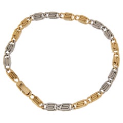 Platinum and 18 Karat Yellow Gold Snail Link Bracelet