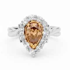 Australischer Argyle Champagner-Diamantring aus Platin und 18 Karat Roségold