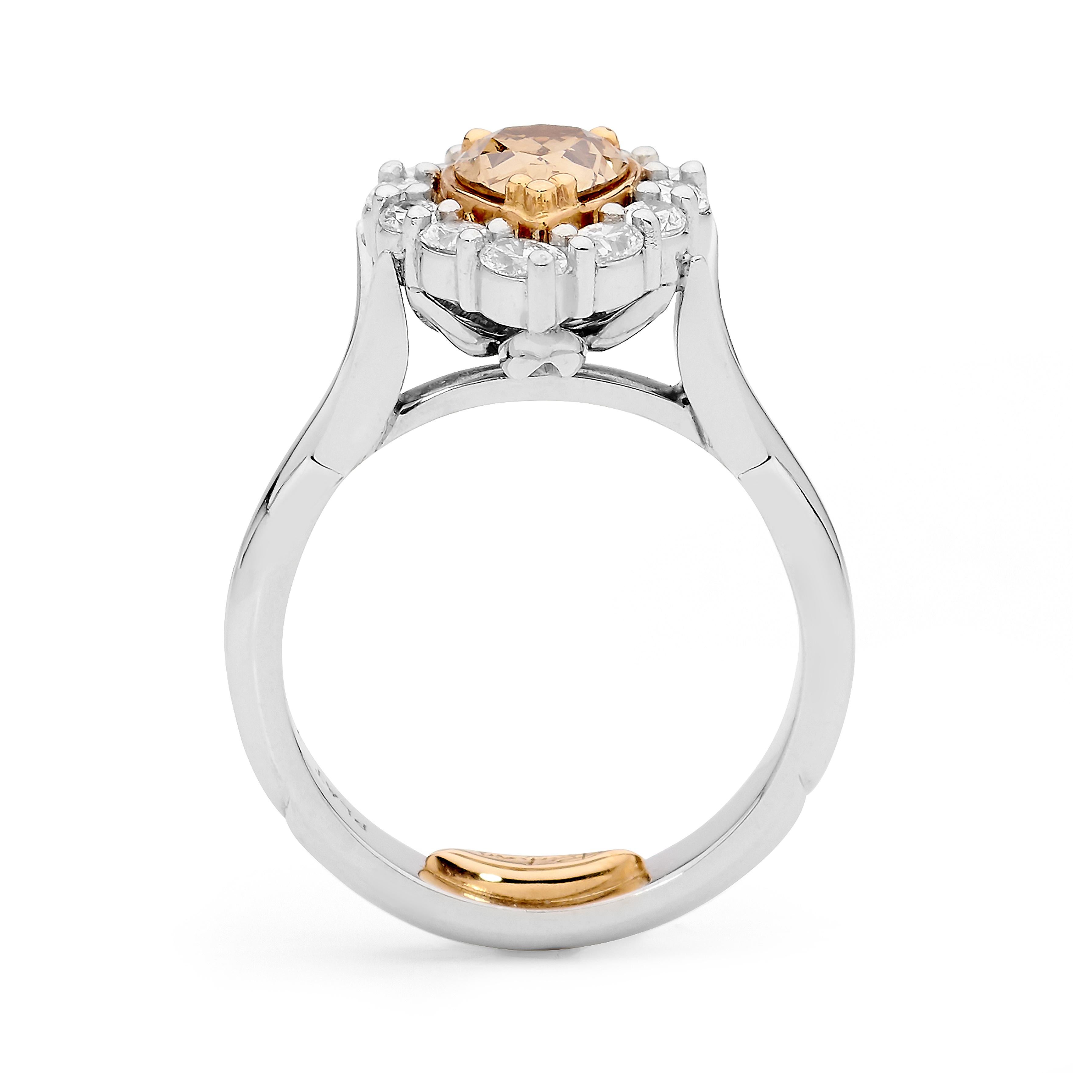 For Sale:  Platinum and 18ct Rose Gold Australian Argyle Champagne Diamond Ring 3