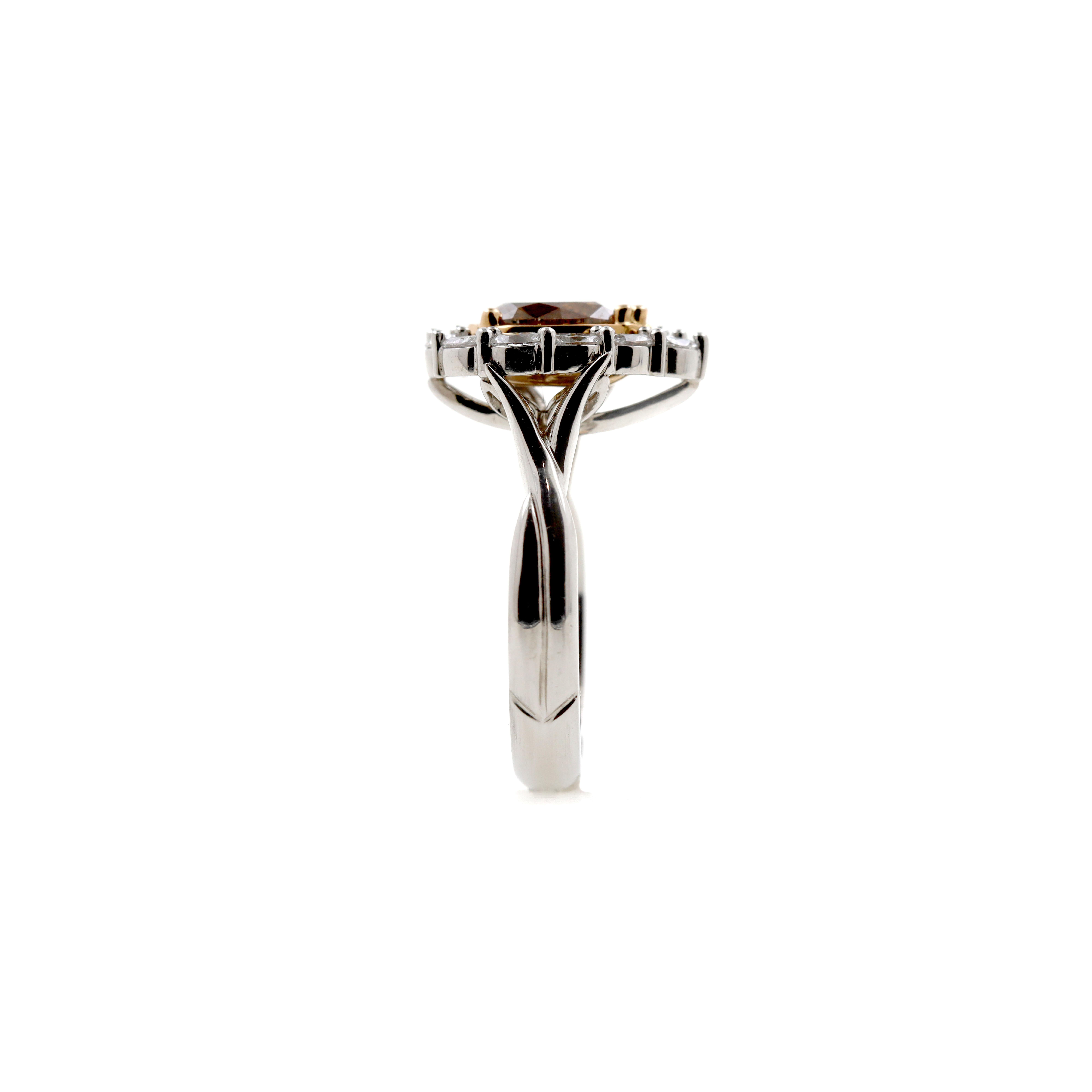For Sale:  Platinum and 18ct Rose Gold Australian Argyle Champagne Diamond Ring 4