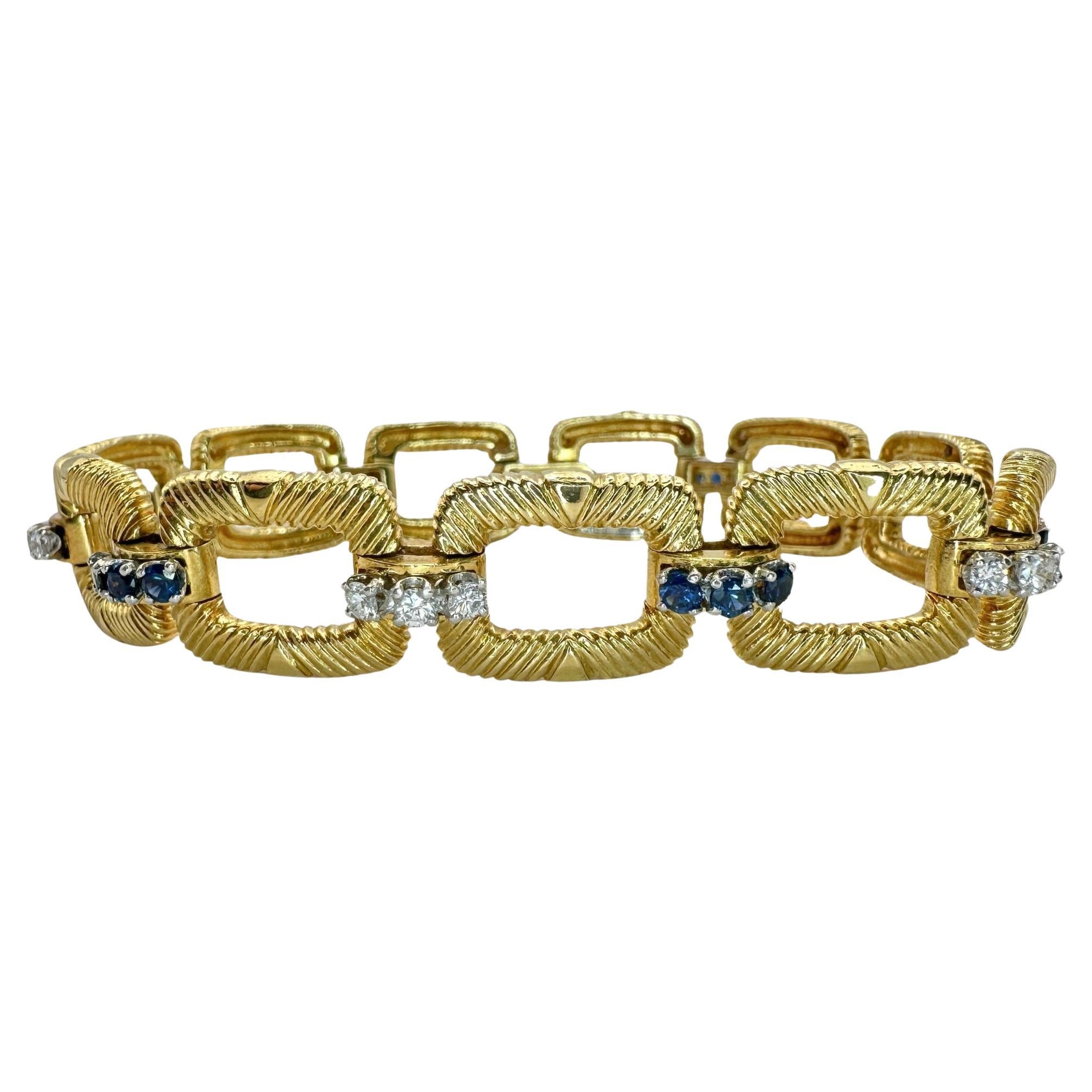 Bracelet en platine et 18k à diamants et saphirs de Cartier des années 1960