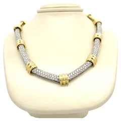 Platinum and 18k Custom Link Diamond Necklace