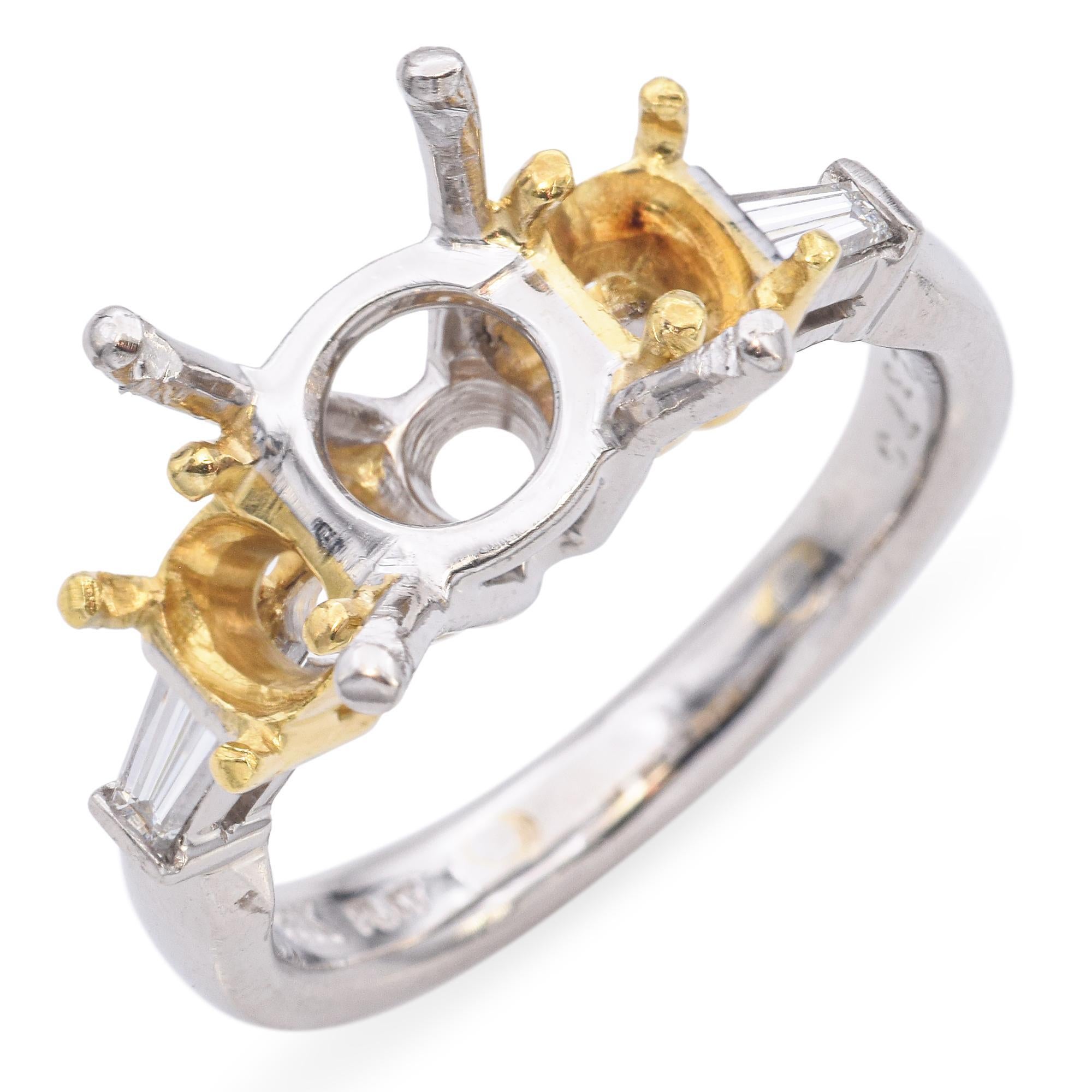 Weight: 6.8 Grams
Semi-Mount Opening: 7.5 x 7.5mm
Stone: Tapered Baguette Diamond
Measurements: 23 x 20 x 6mm
Size: 5.25
Hallmark: 18k, Platinum


Item #: BR-1540-031325-04
