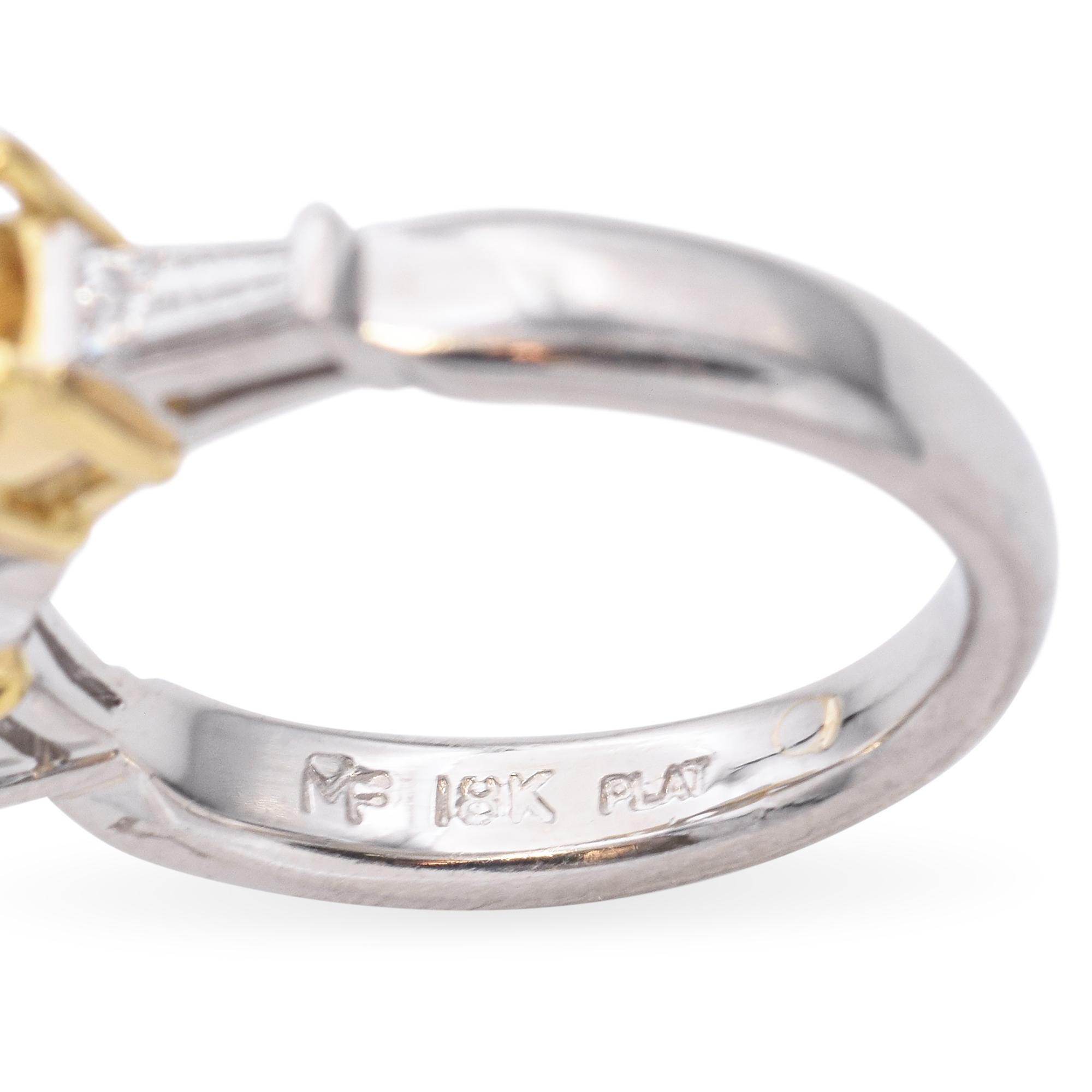 Platinum And 18K Gold 3-Stone Diamond Semi Mount Ring For Sale 2