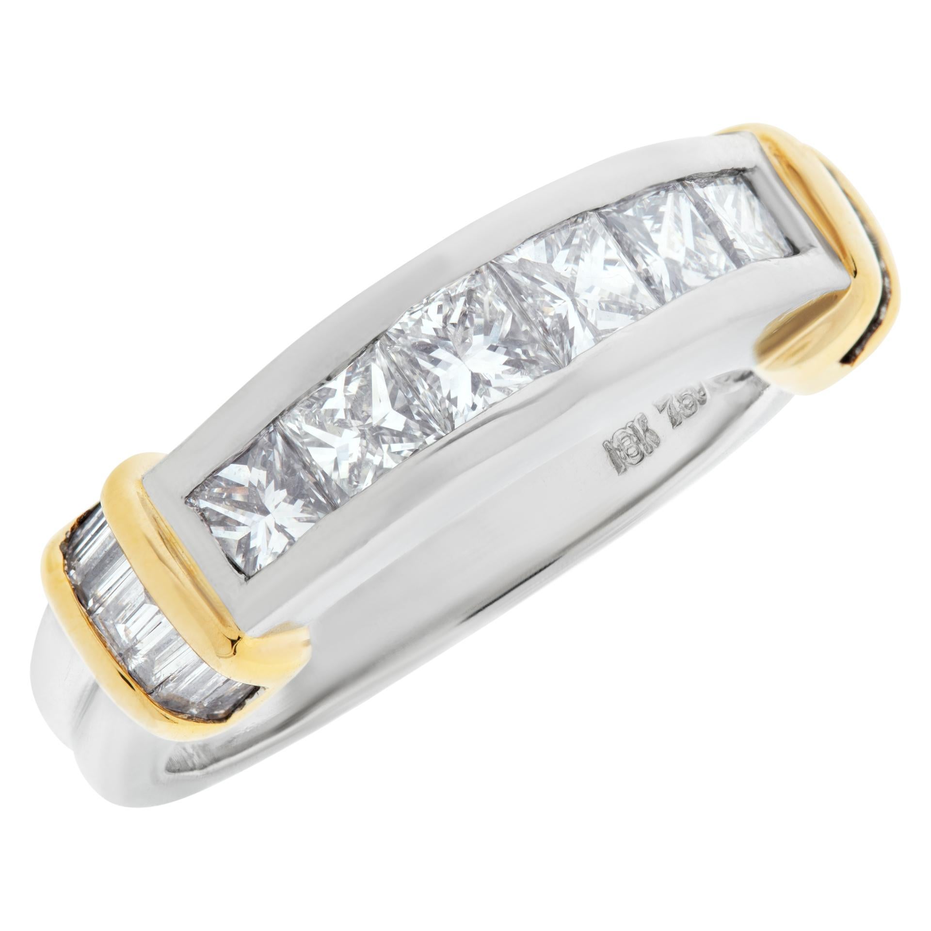 Bague en platine et or 18 carats avec diamants taille brillant d'environ 1,50 carat Excellent état - En vente à Surfside, FL