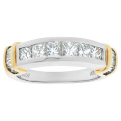 Bague en platine et or 18 carats avec diamants taille brillant d'environ 1,50 carat