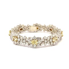 24,89 Ct. Platinarmband mit gelben und weißen Fancy-Diamanten