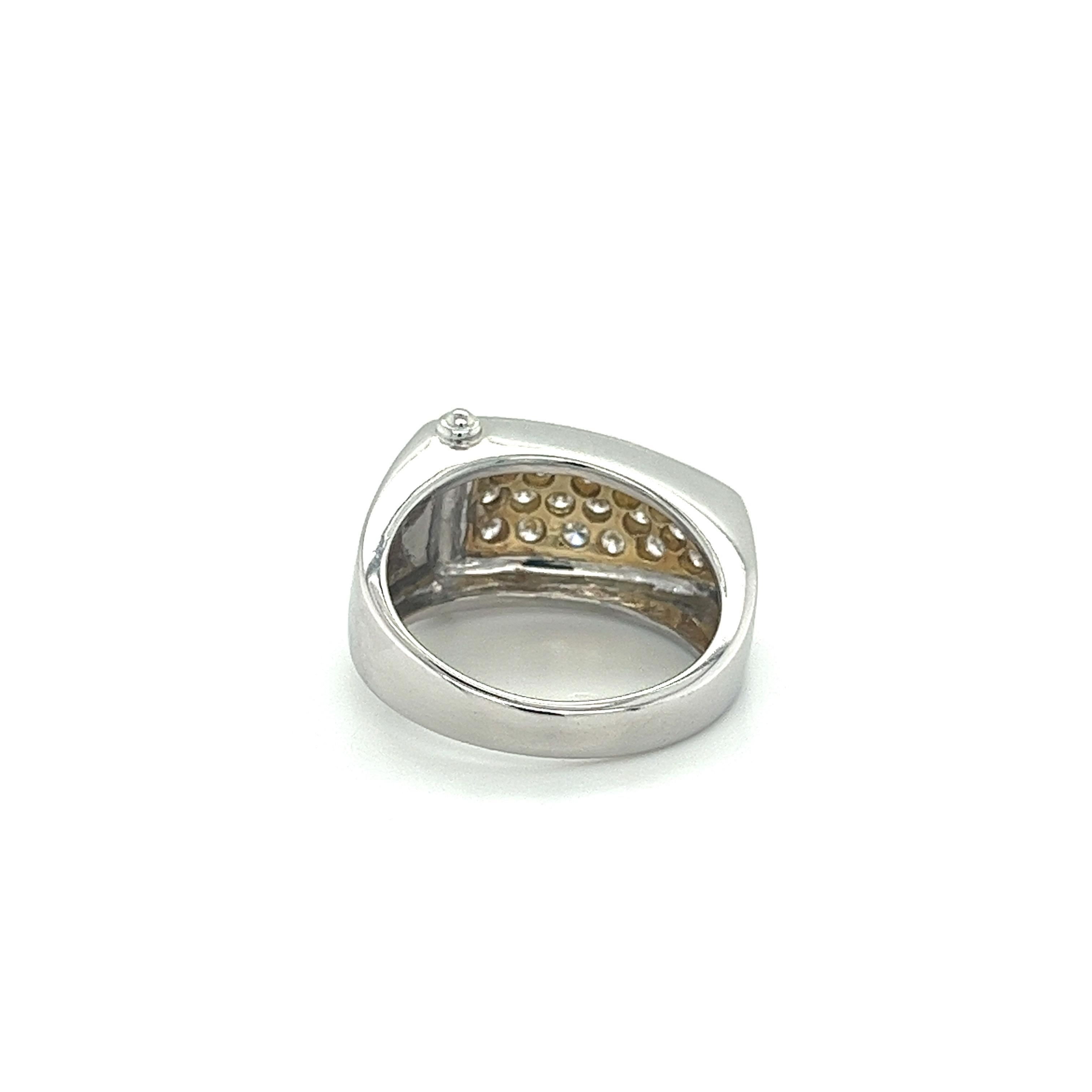 Modern Platinum and 18K Gold Unisex Natural Diamond Pinky Ring For Sale