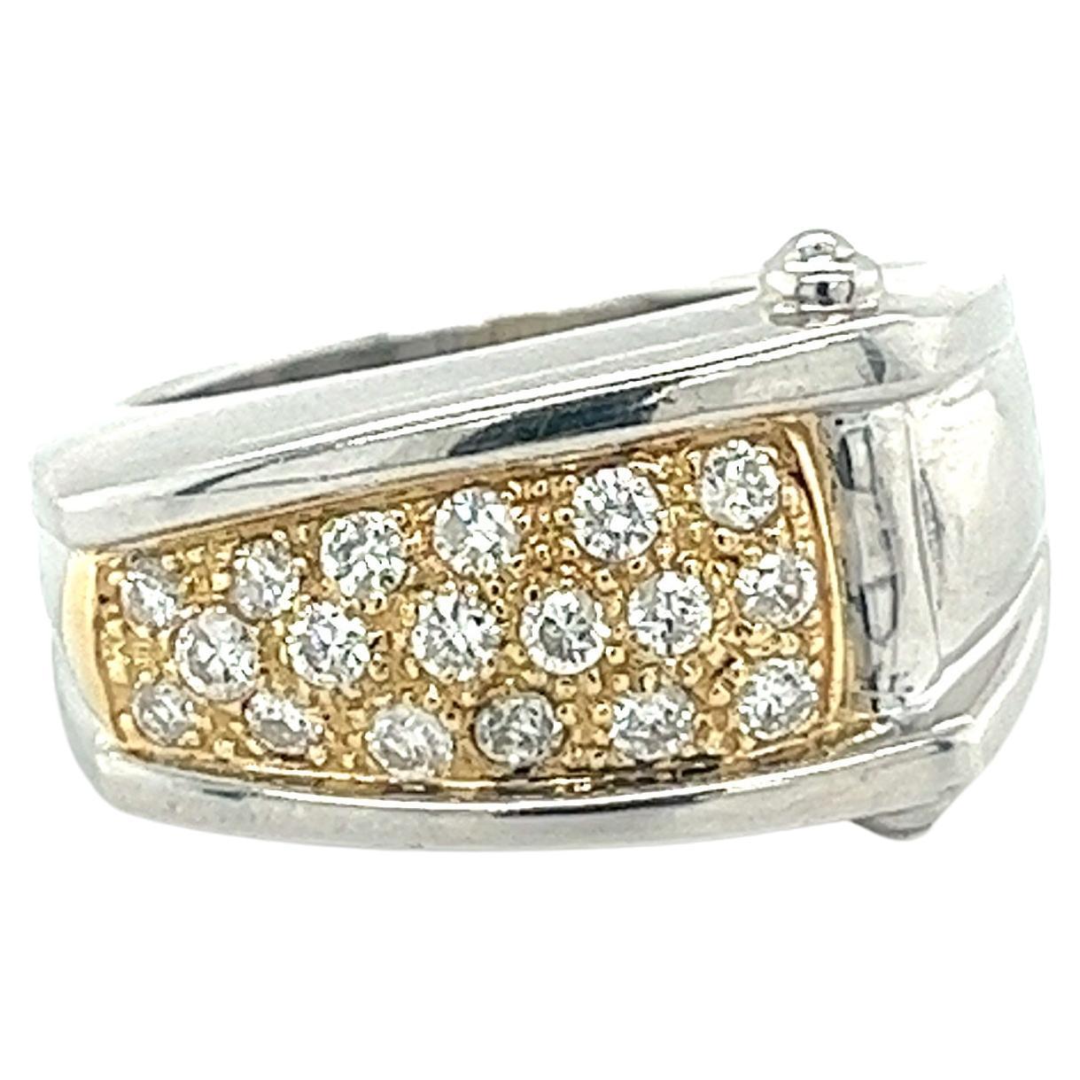 Platinum and 18K Gold Unisex Natural Diamond Pinky Ring For Sale