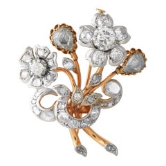 Platinum and 18K Rose Gold 4.52ct Diamond Edwardian Flower Brooch MF02-070725