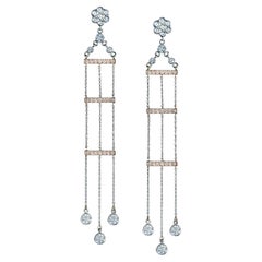 Wendy Brandes Platinum and 18K Rose Gold Diamond Chandelier Earrings