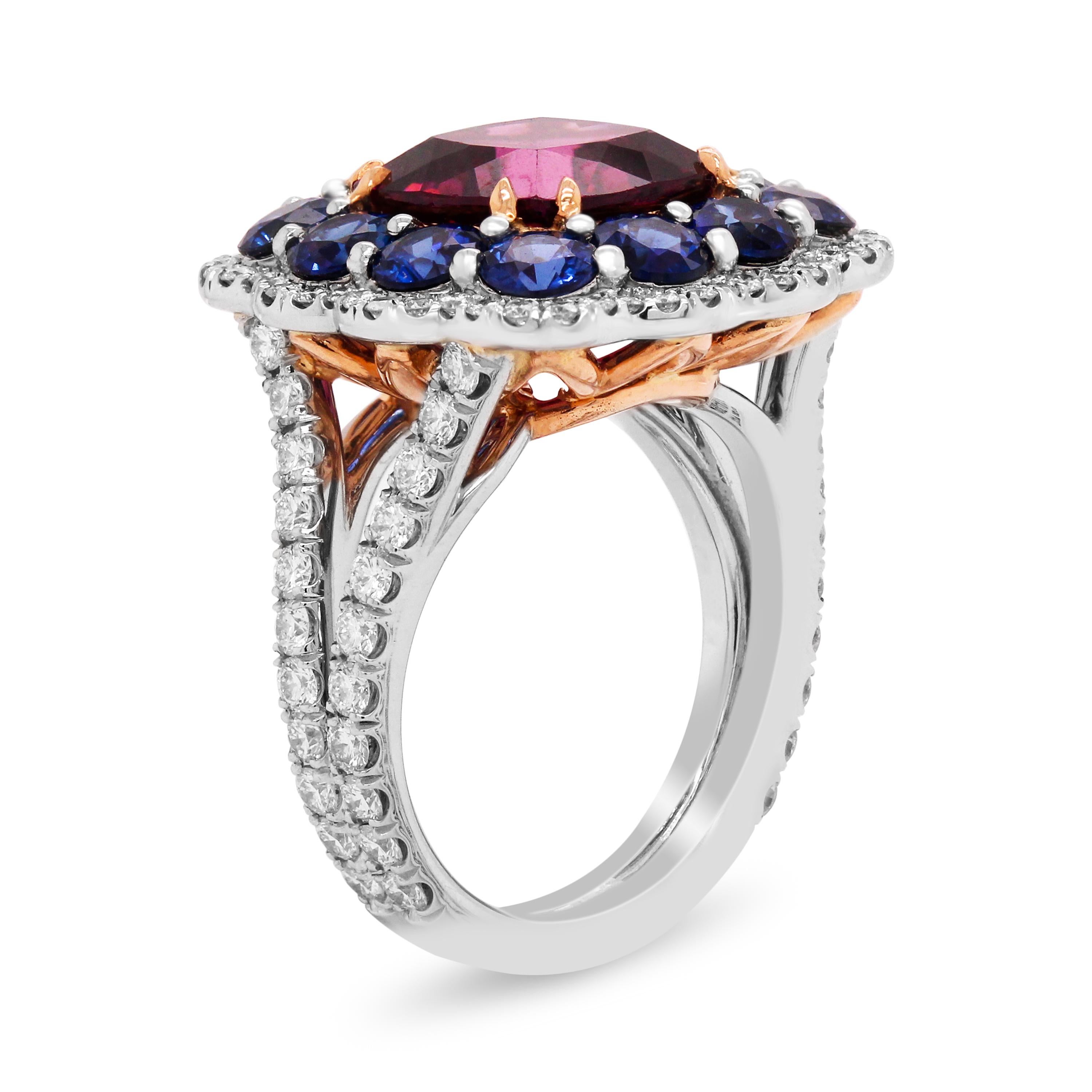 sapphire and pink tourmaline ring