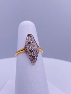 Two-Tone Diamond Platinum and Yellow Gold Ring