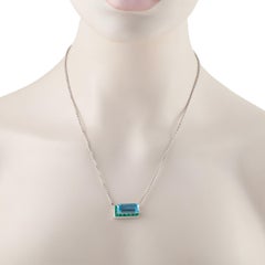 Platinum and 18K White Gold 1.20ct Emerald and Topaz Necklace MF02-041326