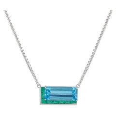 Platinum and 18K White Gold 1.20ct Emerald and Topaz Necklace MF02-041326