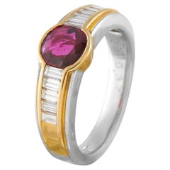 Bague en platine et or jaune 18K 0.37ct diamant et rubis MF30-051526