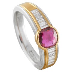 Anello in platino e oro giallo 18 carati con diamante e rubino da 0,37 carati MF30-051526