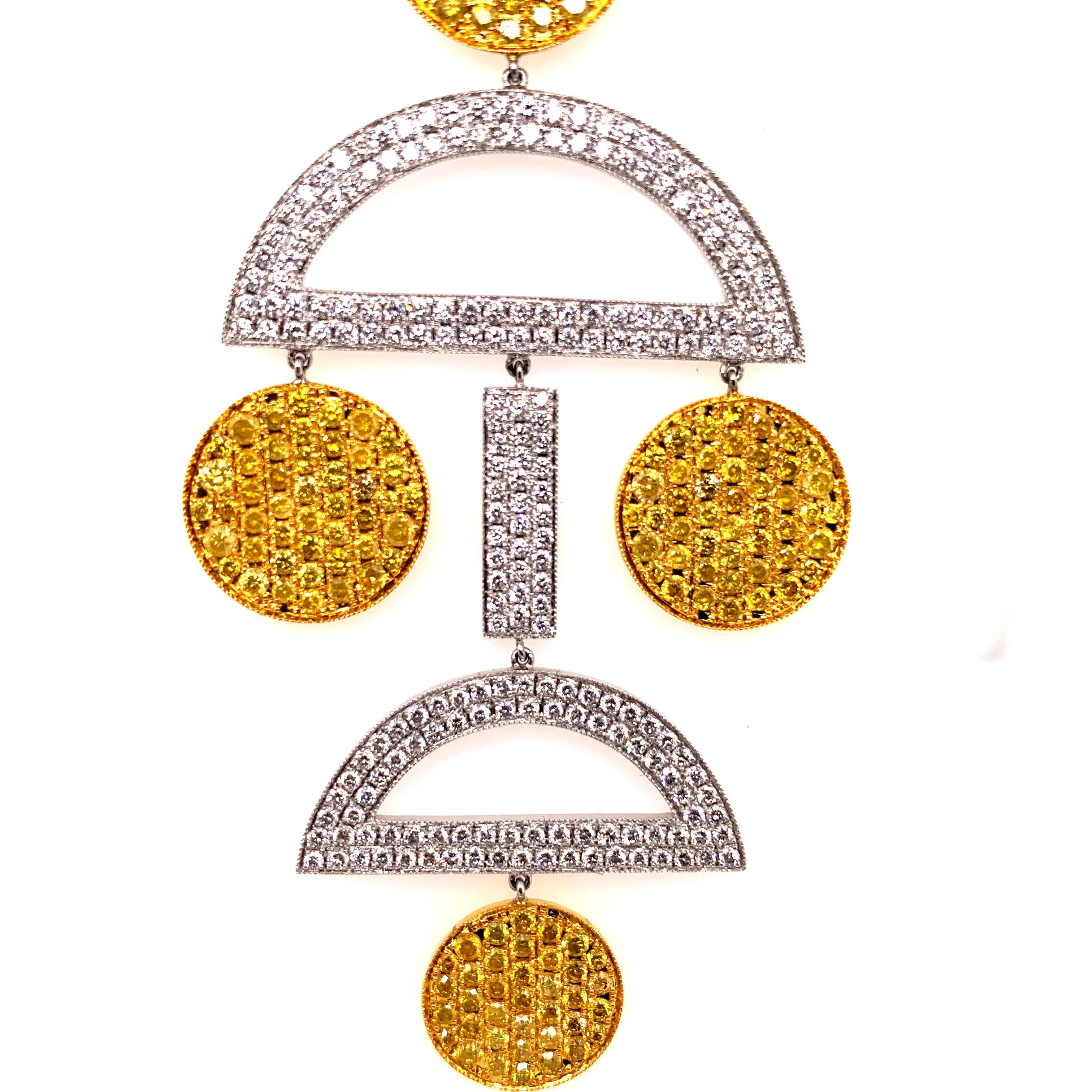 Boucles d'oreilles Sophia D en platine et or jaune avec diamants blancs et jaunes de 10,30 carats Pour femmes en vente