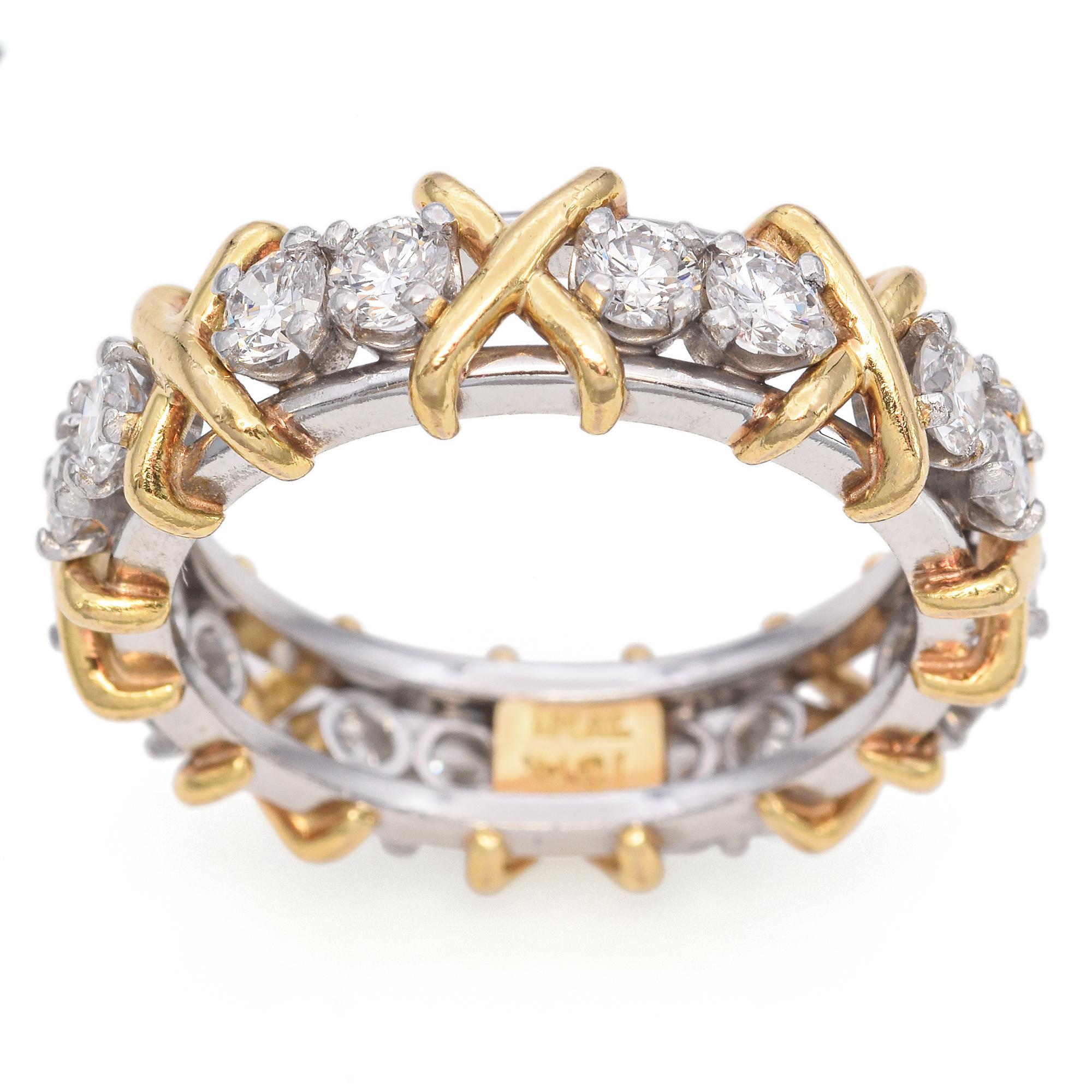 da uomo o donna Anello nuziale in platino e oro giallo 18 carati con diamante da 1,35 TCW