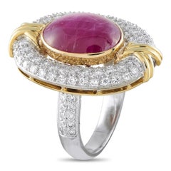 Platinum and 18K Yellow Gold 1.50ct Diamond and Star Ruby Ring MF17-062526