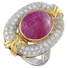 Platinum and 18K Yellow Gold 1.50ct Diamond and Star Ruby Ring MF17-062526