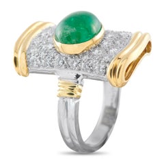 Anello in platino e oro giallo 18 carati con diamante e smeraldo da 1,65 carati MF23-013026
