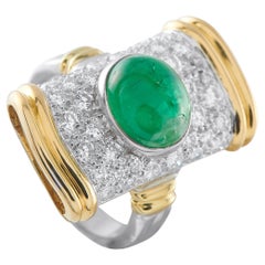 Anello in platino e oro giallo 18 carati con diamante e smeraldo da 1,65 carati MF23-013026