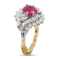 Platinum and 18K Yellow Gold 1.85ct Diamond and No-Heat Burmese Ruby Ring