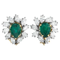 Platinum and 18K Yellow Gold 3.0ct Diamond and Emerald Earrings MF23-020226