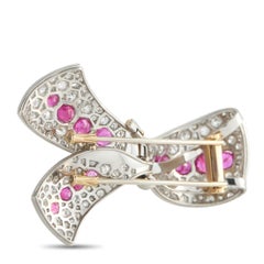 Platinum and 18K Yellow Gold 5.50ct Diamond and Ruby Bow Brooch MF25-030326