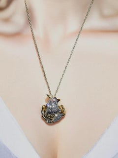 Platinum and 18K Yellow Gold, Diamond and Ruby Cockatiel Vintage Pin/Pendant