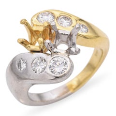 Platinum and 18k Yellow Gold Diamond Semi Mount Engagement Ring