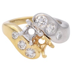 Platinum and 18k Yellow Gold Diamond Semi Mount Engagement Ring