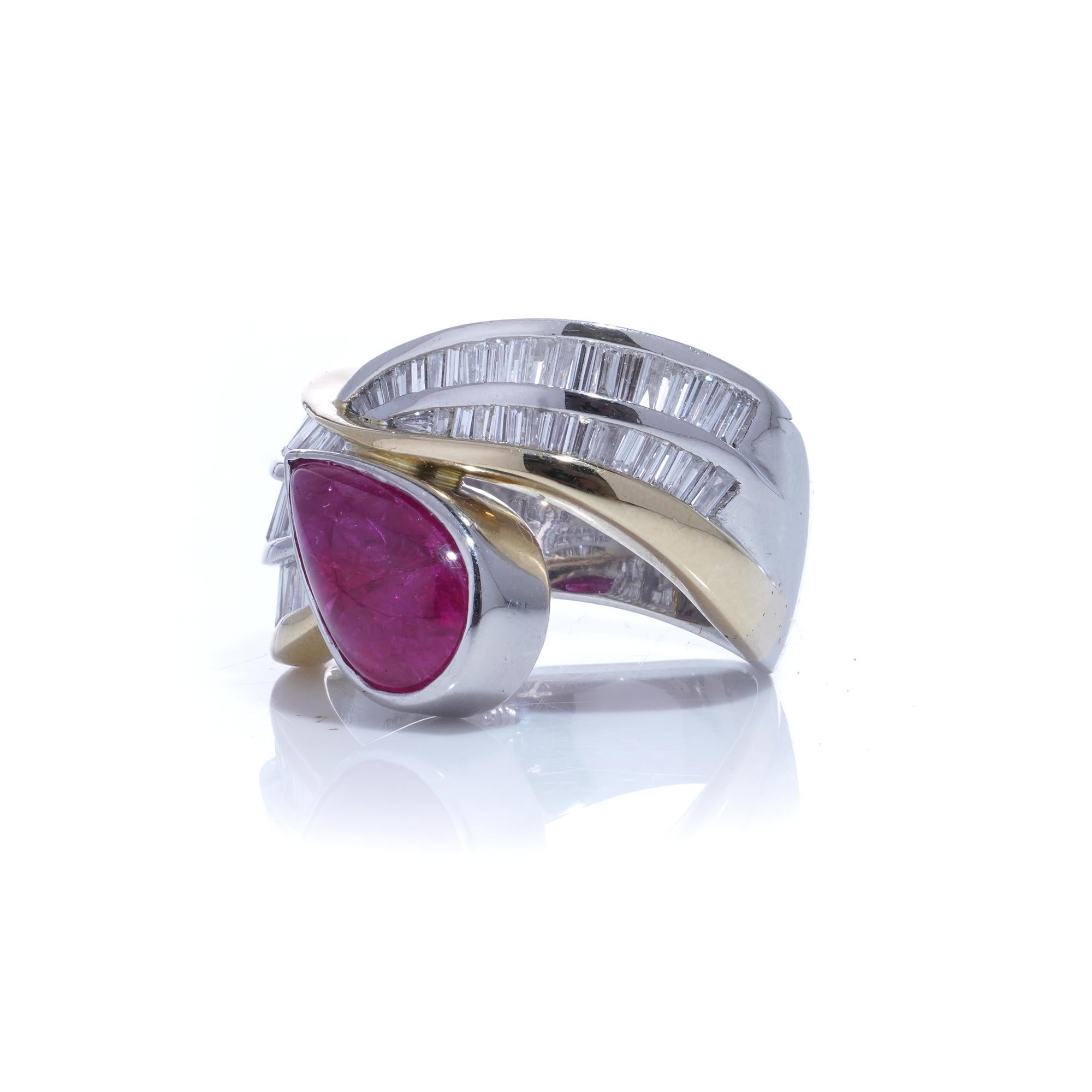 Platinum & 18kt Gold Ring with 2.70ct Ruby & 0.96ct Diamonds For Sale 2