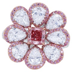 Ring aus Platin und 18KT Roségold mit rosa und weißen Diamanten