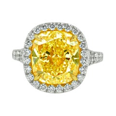 Platinum and 18kt Yellow Gold Ring with Fancy Yellow Diamond
