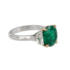 Platinum and 18KY 3.90ct Fine Columbian Emerald 1.01 Cttw Cadillac Cut Diamonds