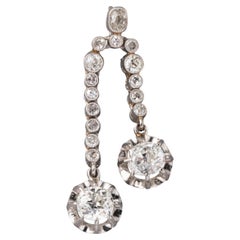Platinum and 1.90 Carats Diamonds French Art Deco Pendant
