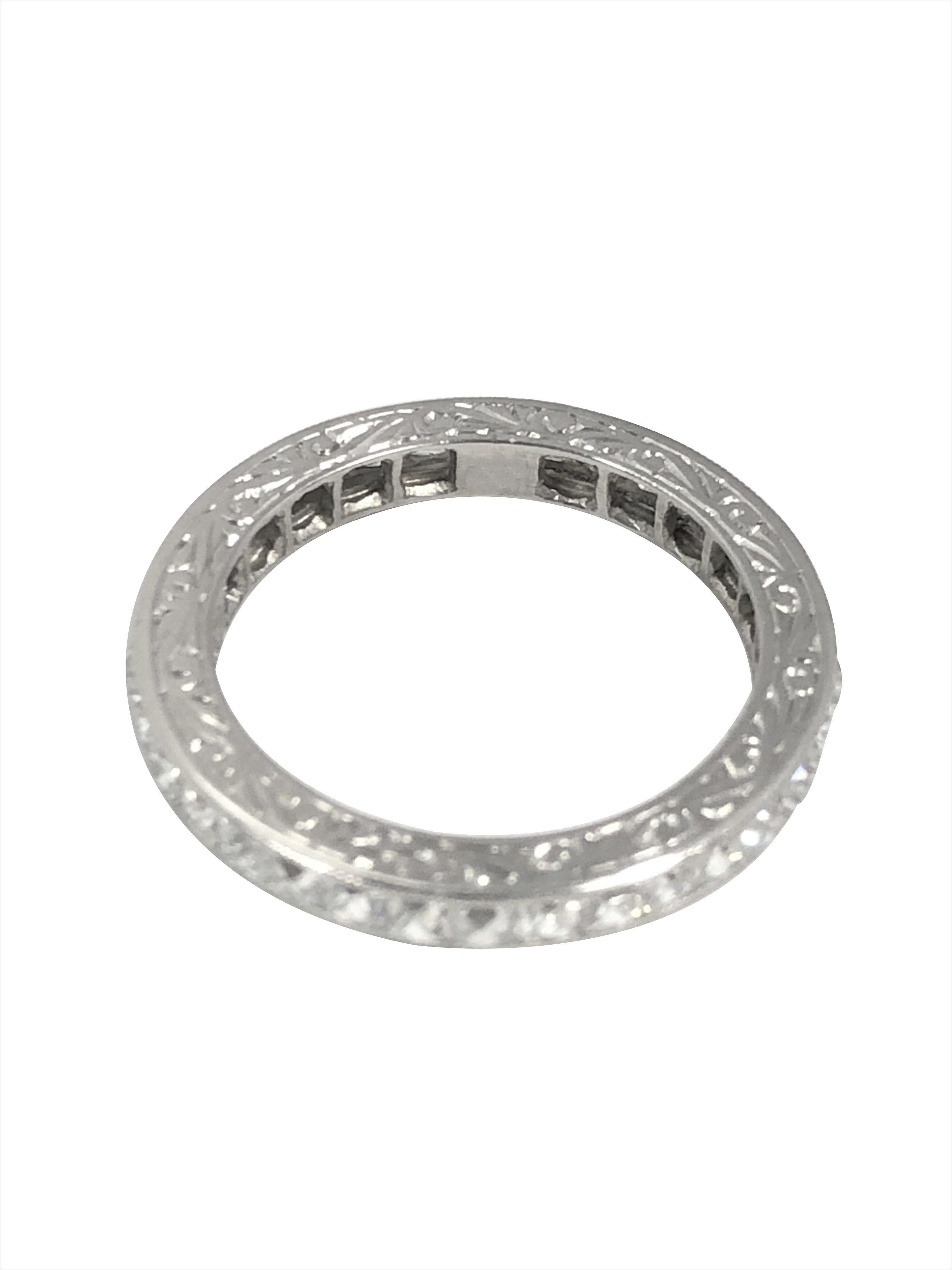 Platinum and 2 Carats French Cut Diamonds Eternity Band Ring In Excellent Condition For Sale In Chicago, IL