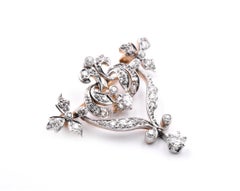 Platinum and 22 Karat Yellow Gold Vintage Diamond Victorian Pin