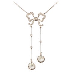 Platinum and 2.50 Carats Diamonds French Belle Epoque Necklace