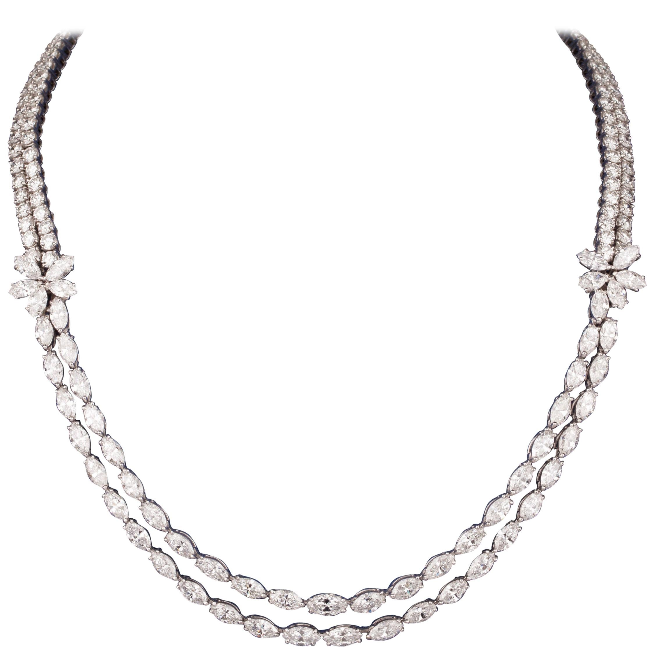 Platinum and 30 Carat Diamonds French Necklace