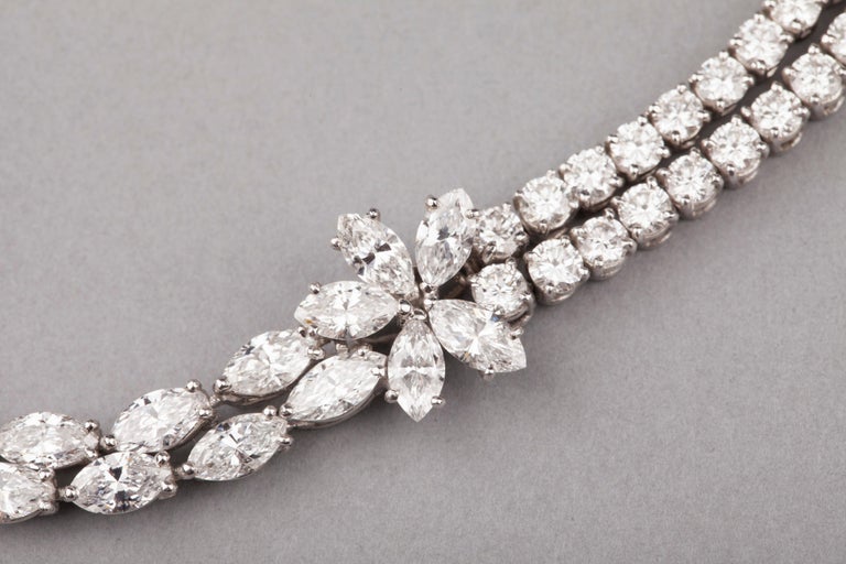 Platinum and 30 Carat Diamonds French Necklace In Good Condition For Sale In Saint-Ouen, FR