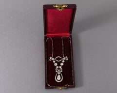 Collier pendentif français Belle Époque en platine et diamants de 3,20 carats