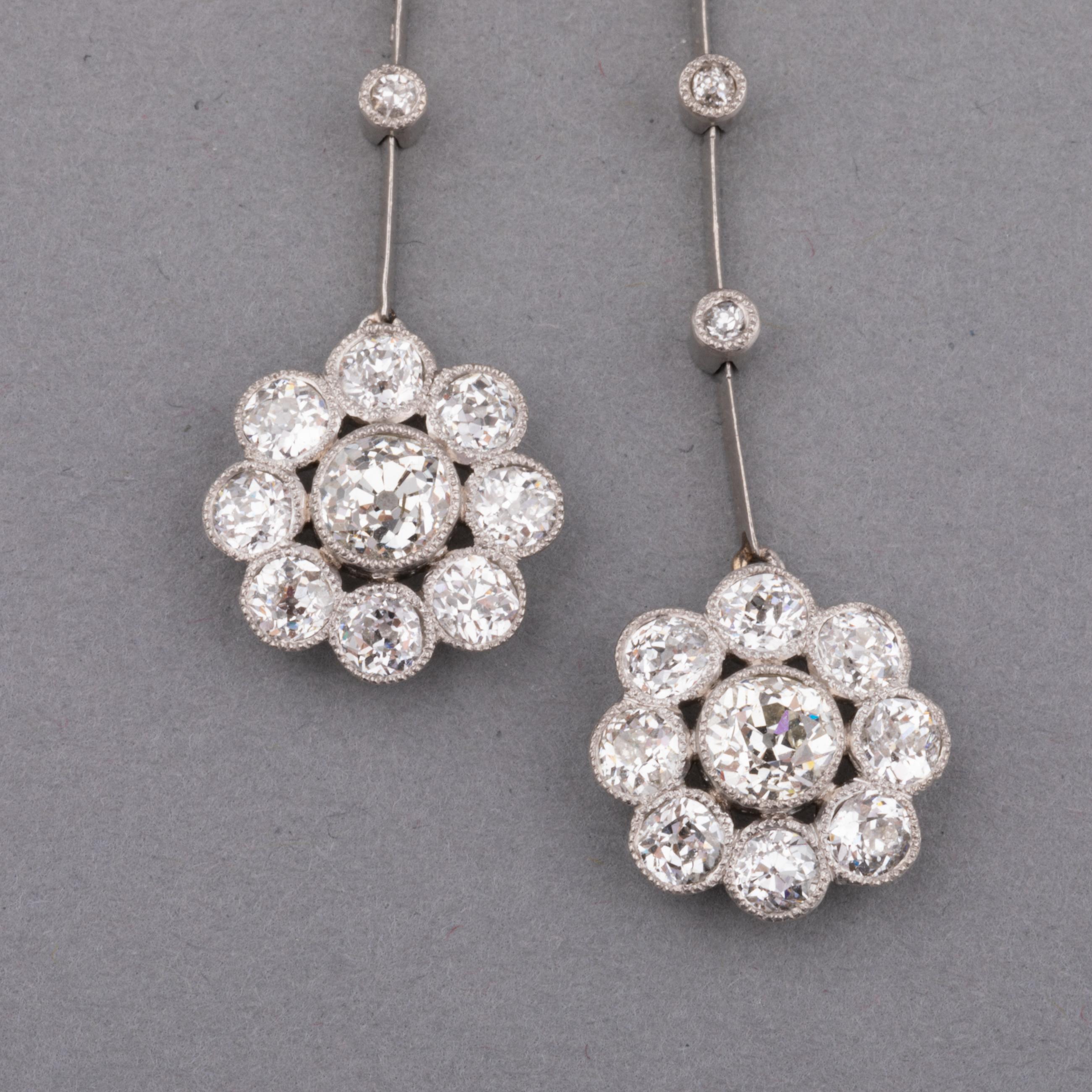Belle Époque Platinum and 3.40 Carats Diamonds French Antique Necklace For Sale
