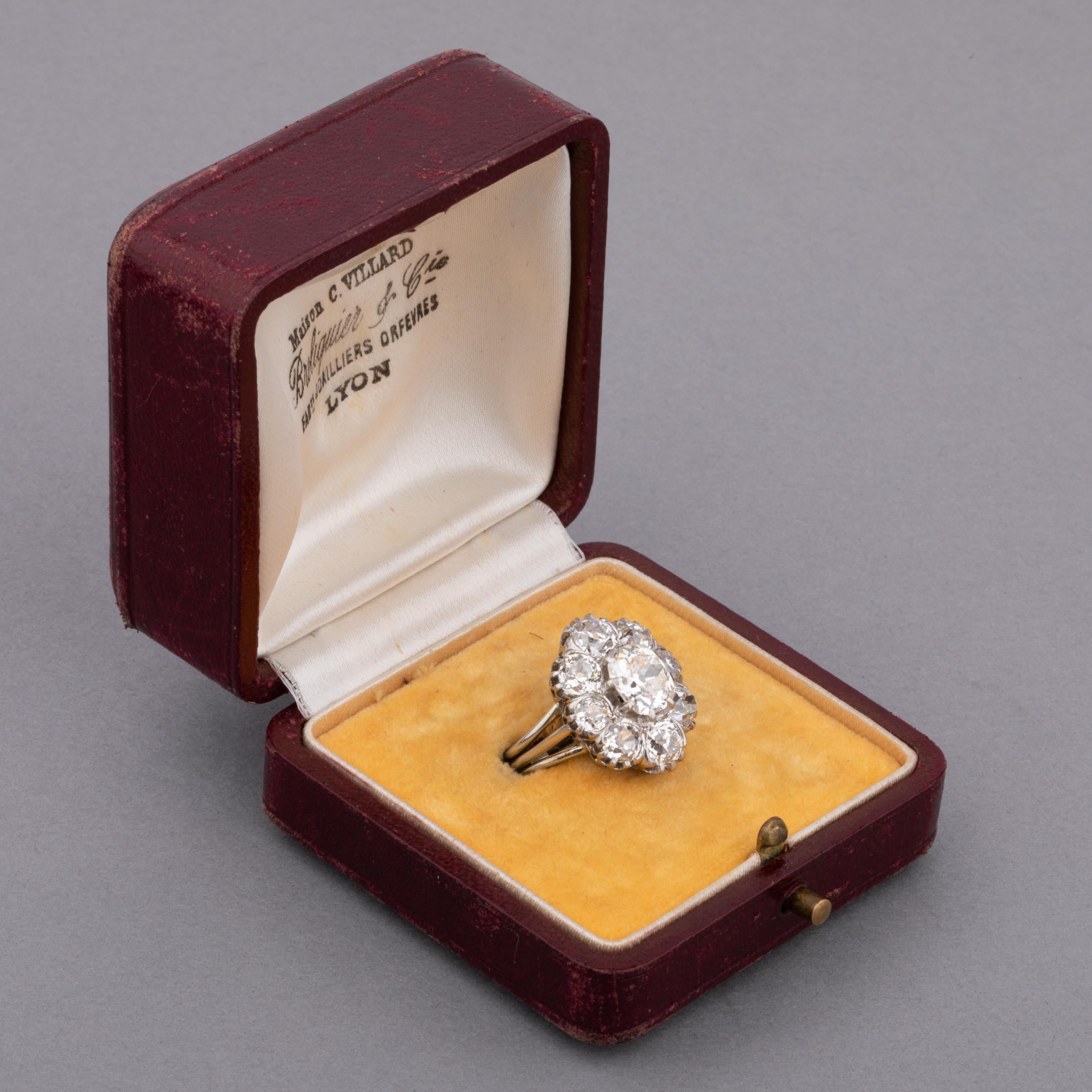 Französischer Retro-Ring aus Platin und 4,80 Karat Diamanten im Angebot 5