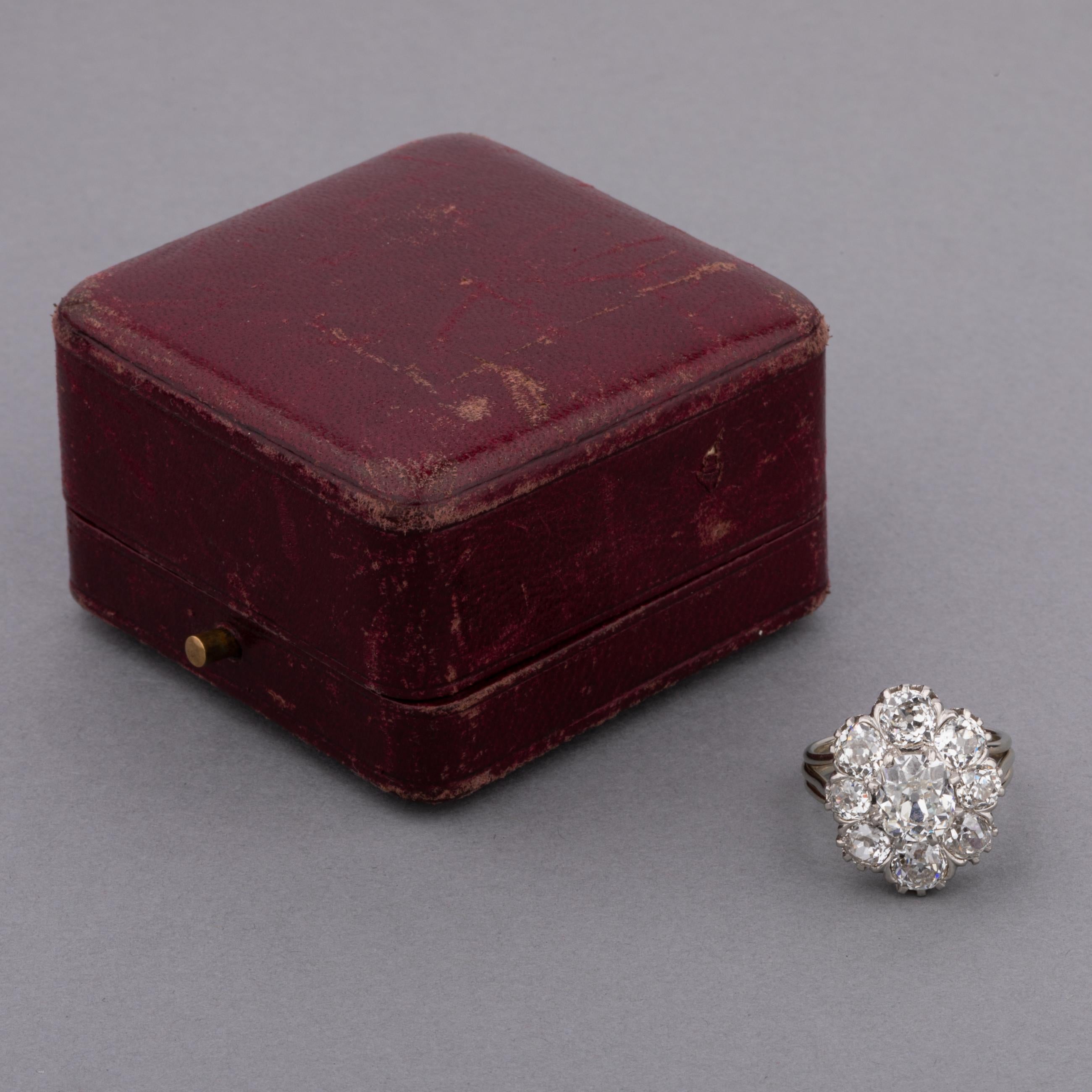 Französischer Retro-Ring aus Platin und 4,80 Karat Diamanten im Angebot 6