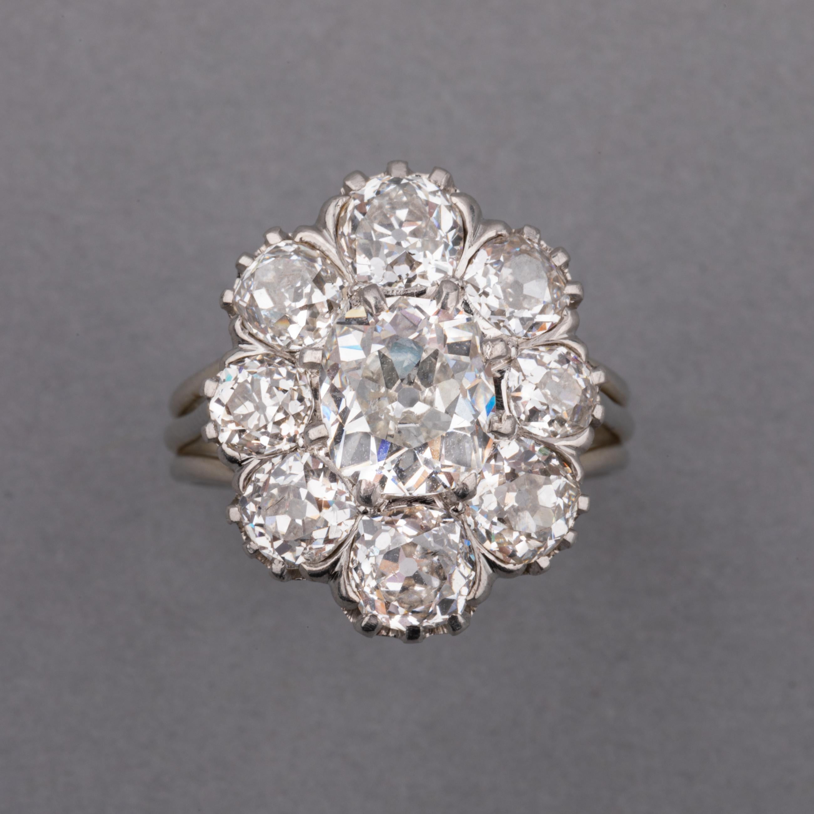Französischer Retro-Ring aus Platin und 4,80 Karat Diamanten im Angebot 2