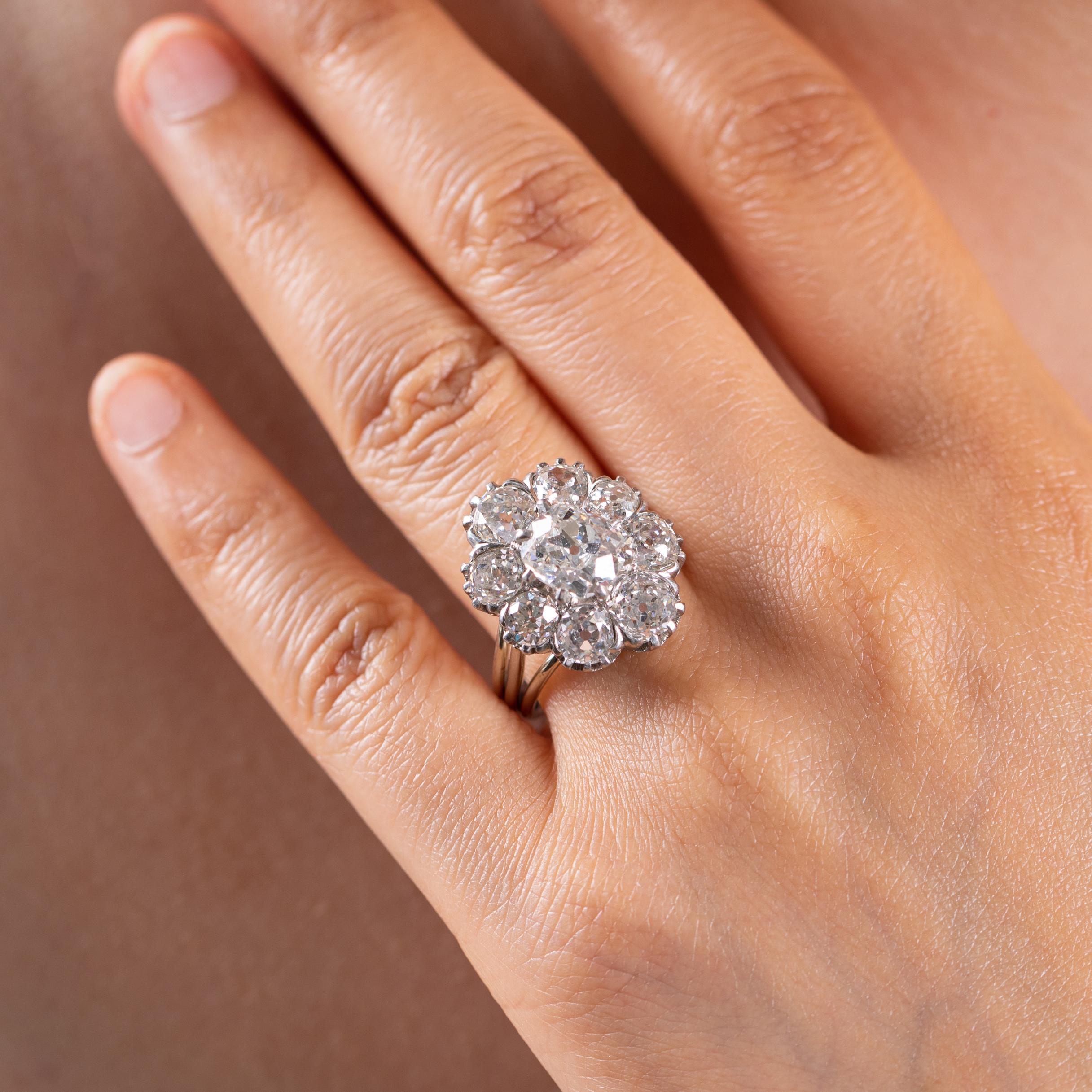 Französischer Retro-Ring aus Platin und 4,80 Karat Diamanten im Angebot 3