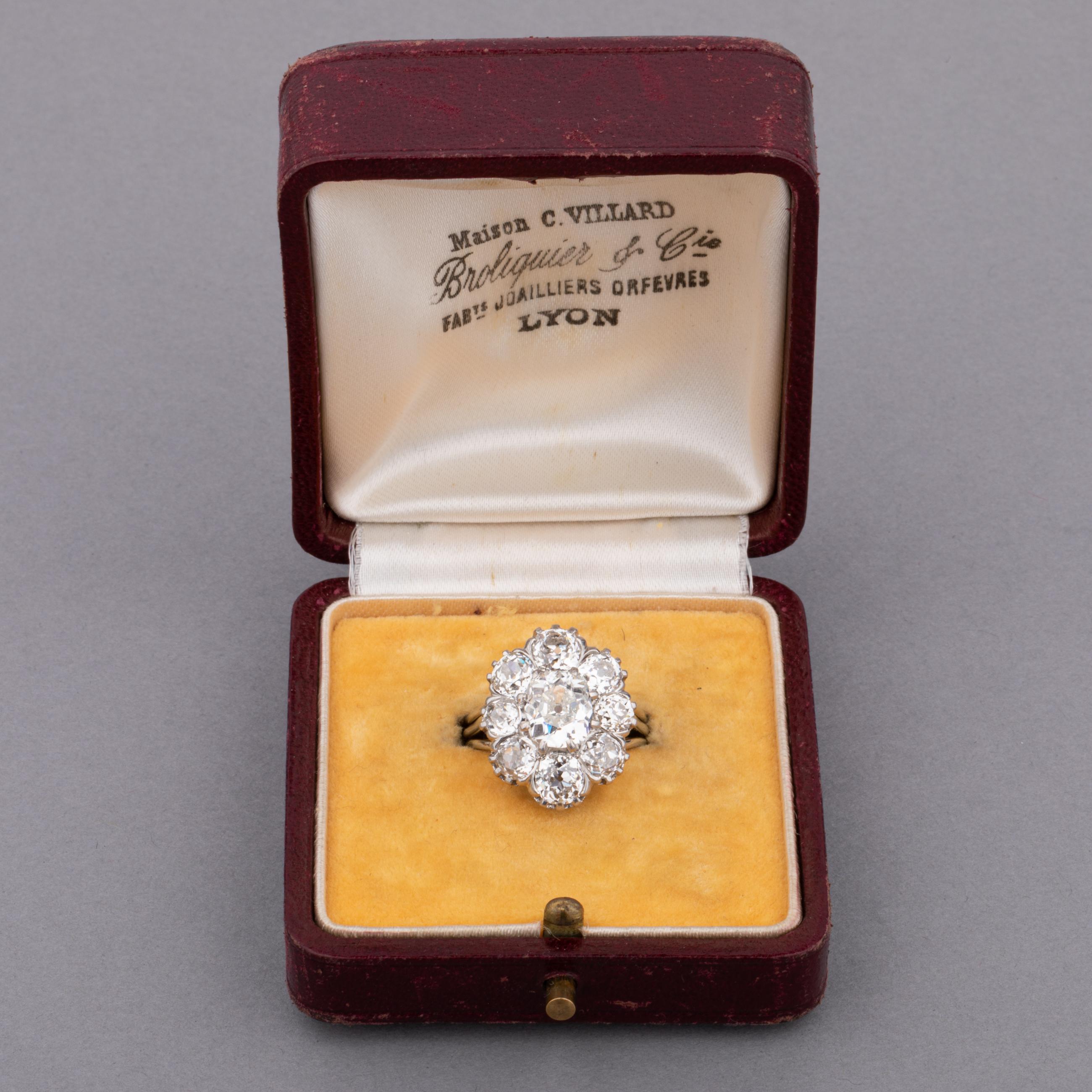 Französischer Retro-Ring aus Platin und 4,80 Karat Diamanten im Angebot 4